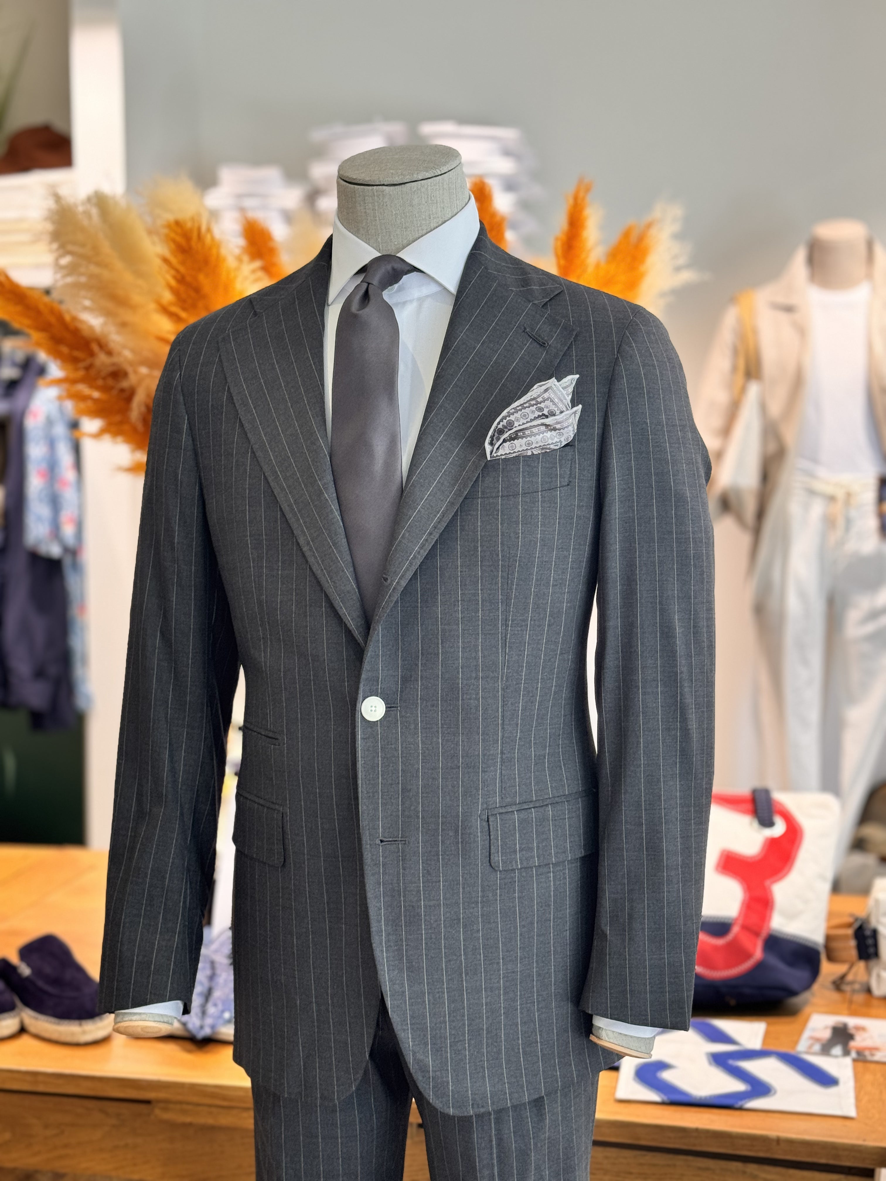 Napoli Travel Line Suit - Grey Stripes