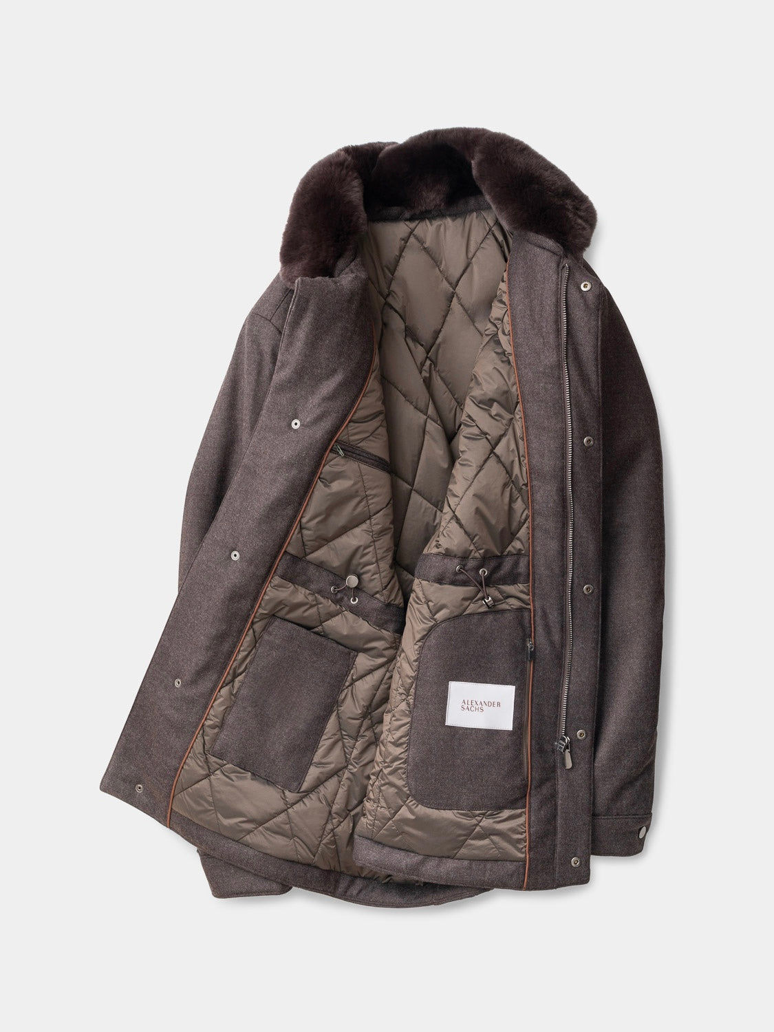 Field Jacket with Fur Collar - Chocolate