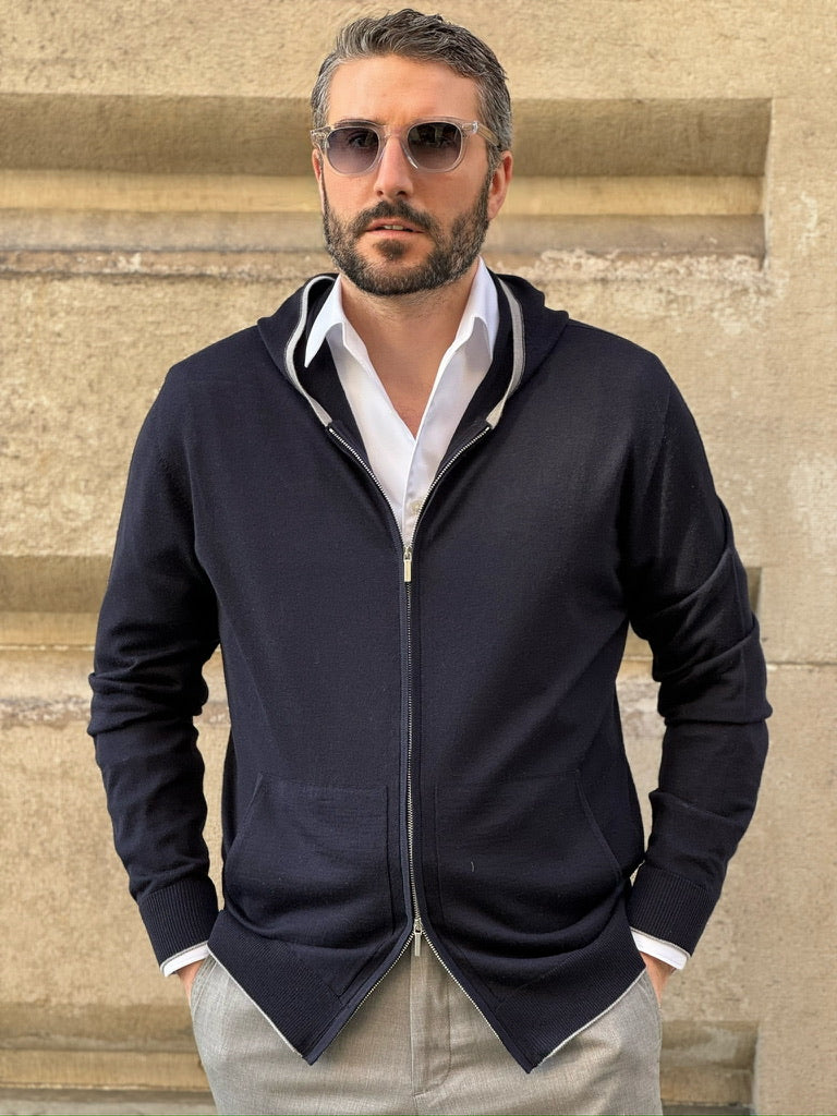 Hoodie Wool & Cashmere - Navy