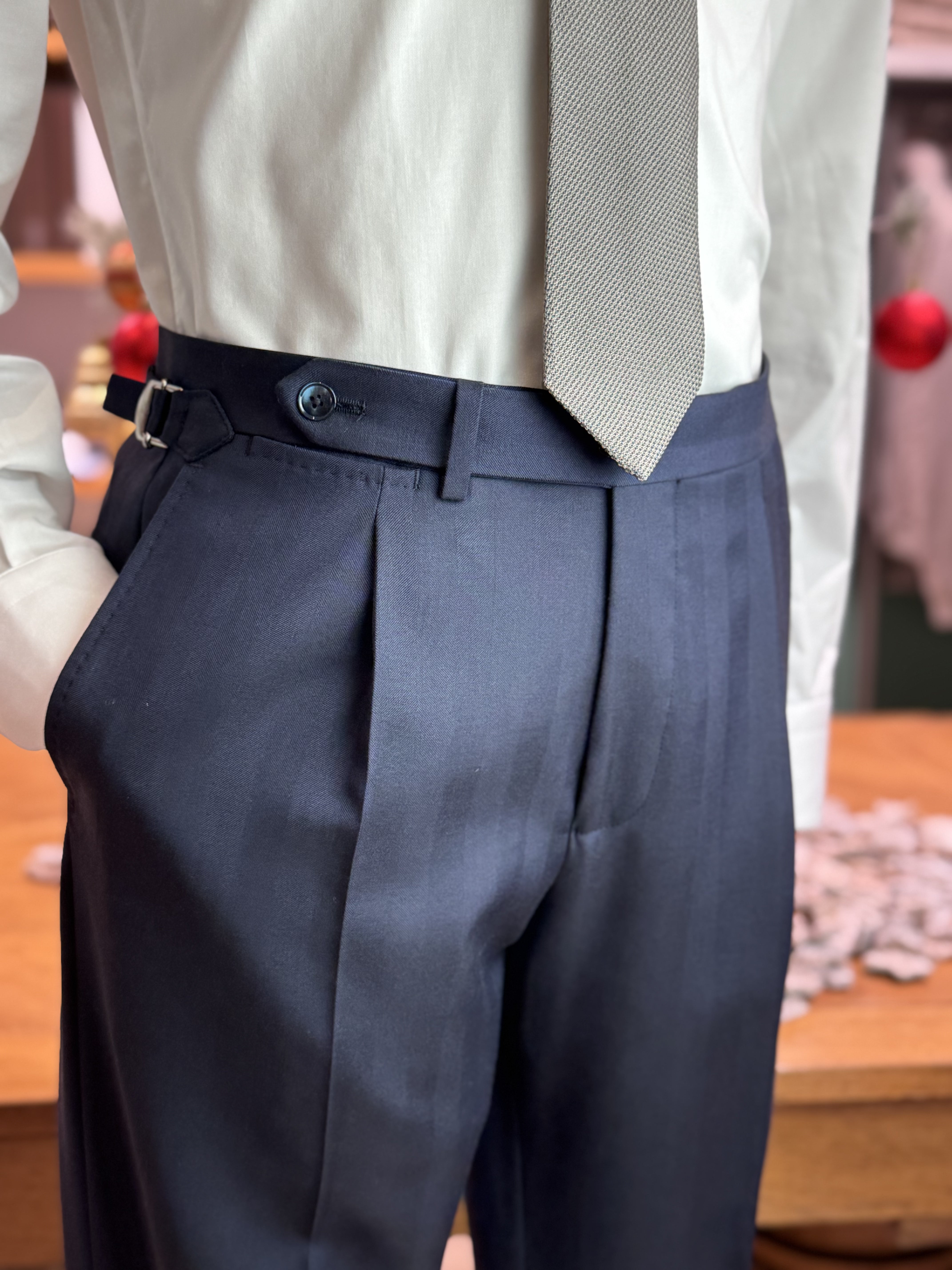 Herringbone Suit - Navy