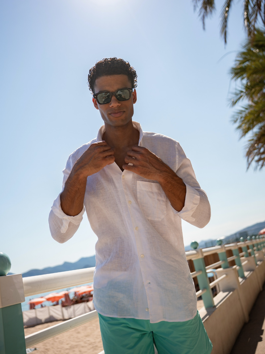Hidden Button Down Shirt - White Linen