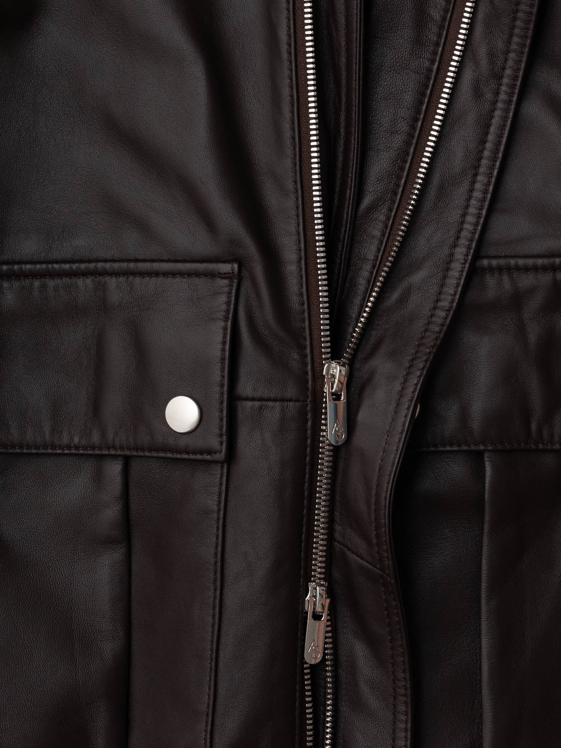 Straight Blouson - Brown leather