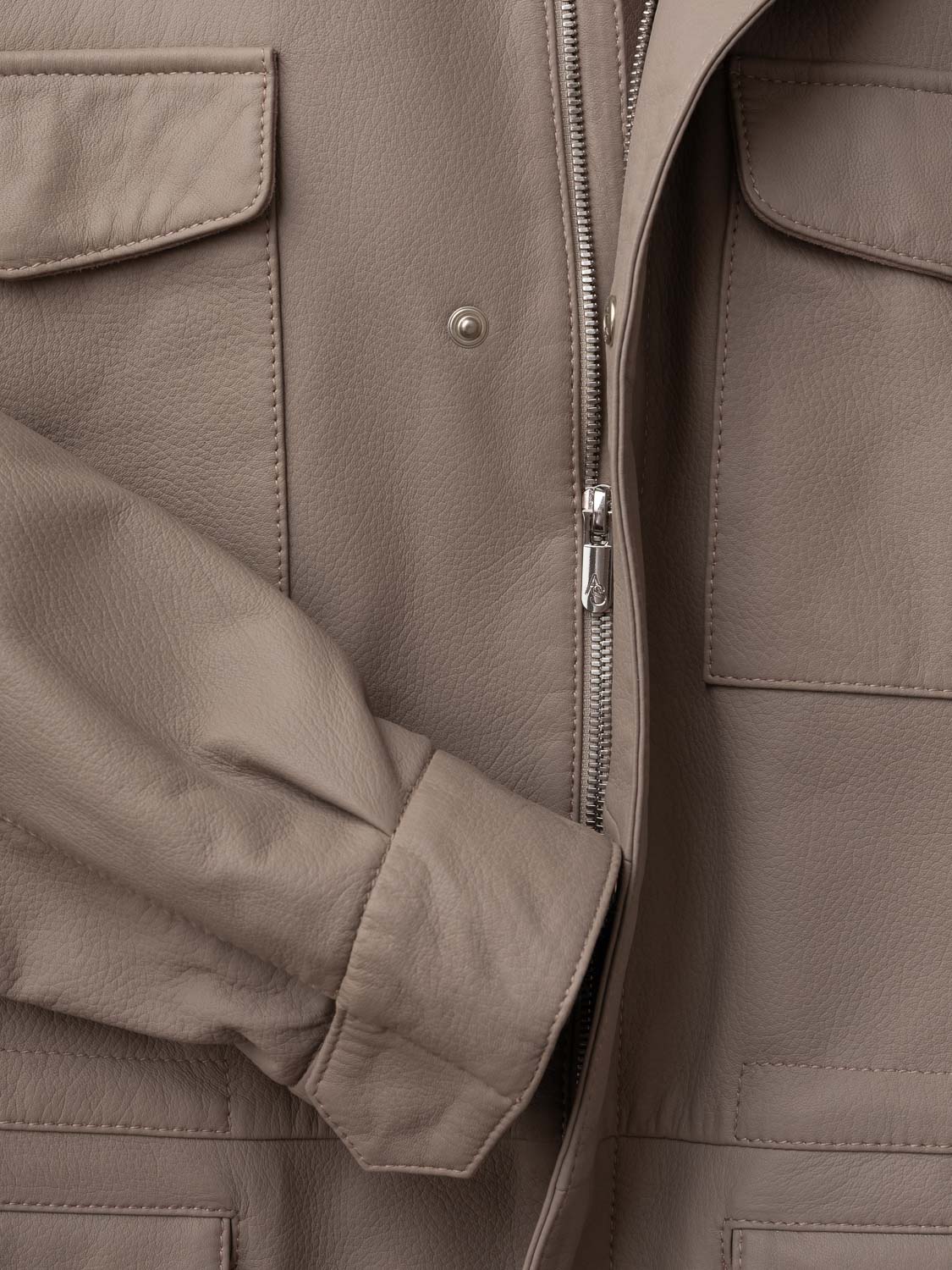 Explorer Jacket in Grain Leather - Grège