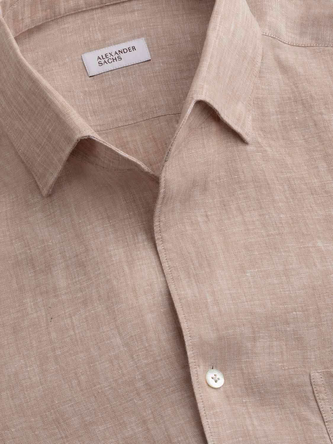 Hidden Button Down Shirt - Sand Linen