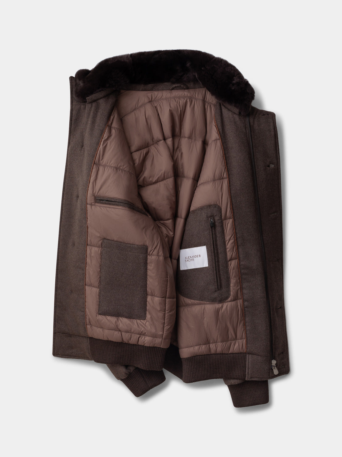 Blouson with Fur Collar - Brown