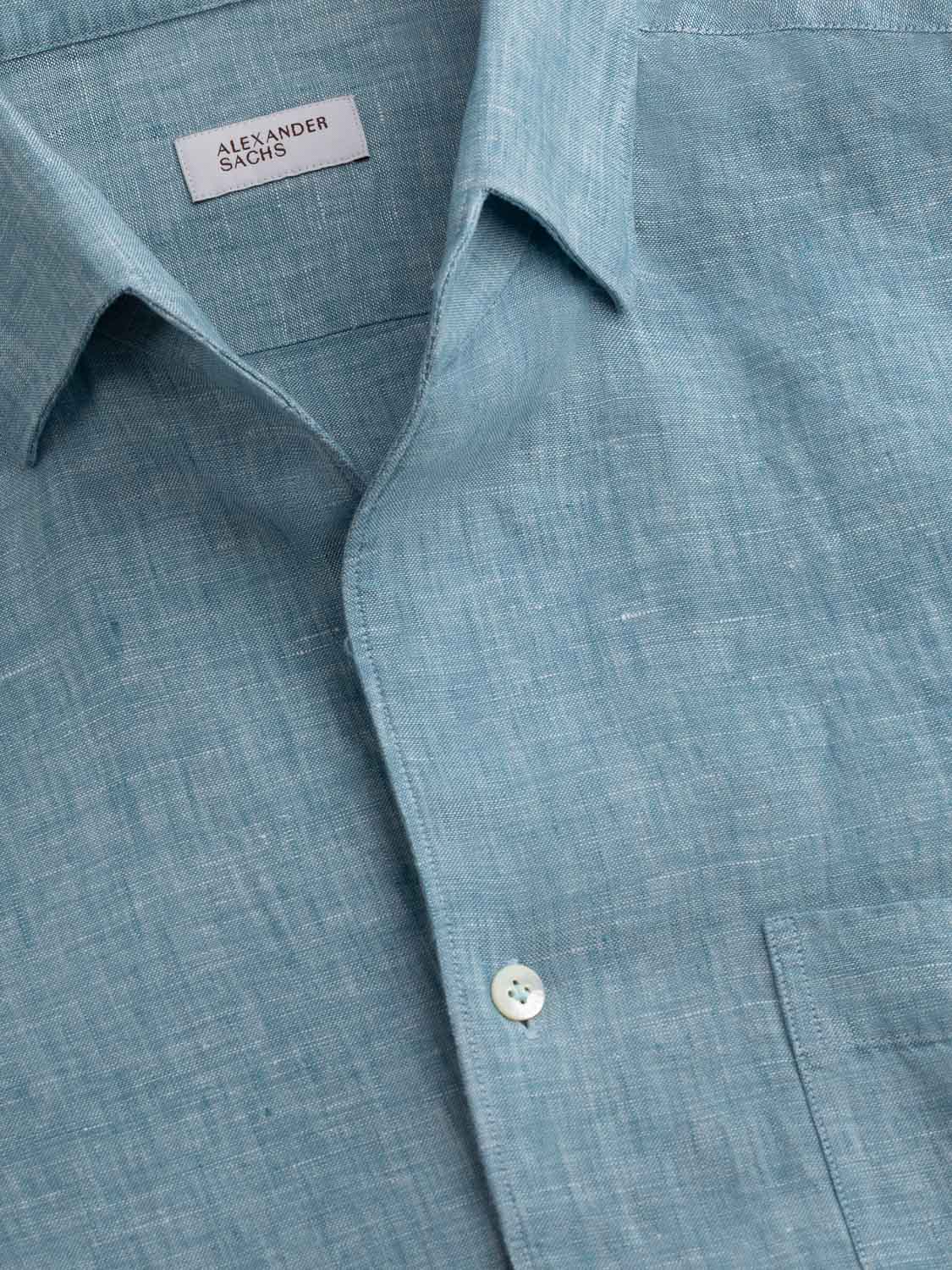 Hidden Button Down Shirt - Blue Jeans Linen
