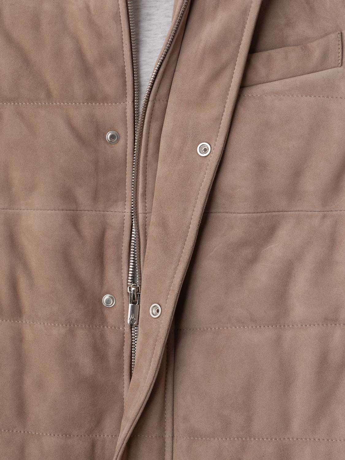 Sleeveless Jacket - Sand Suede Leather