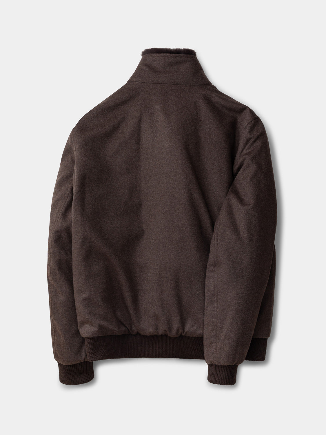 Blouson with Fur Collar - Brown