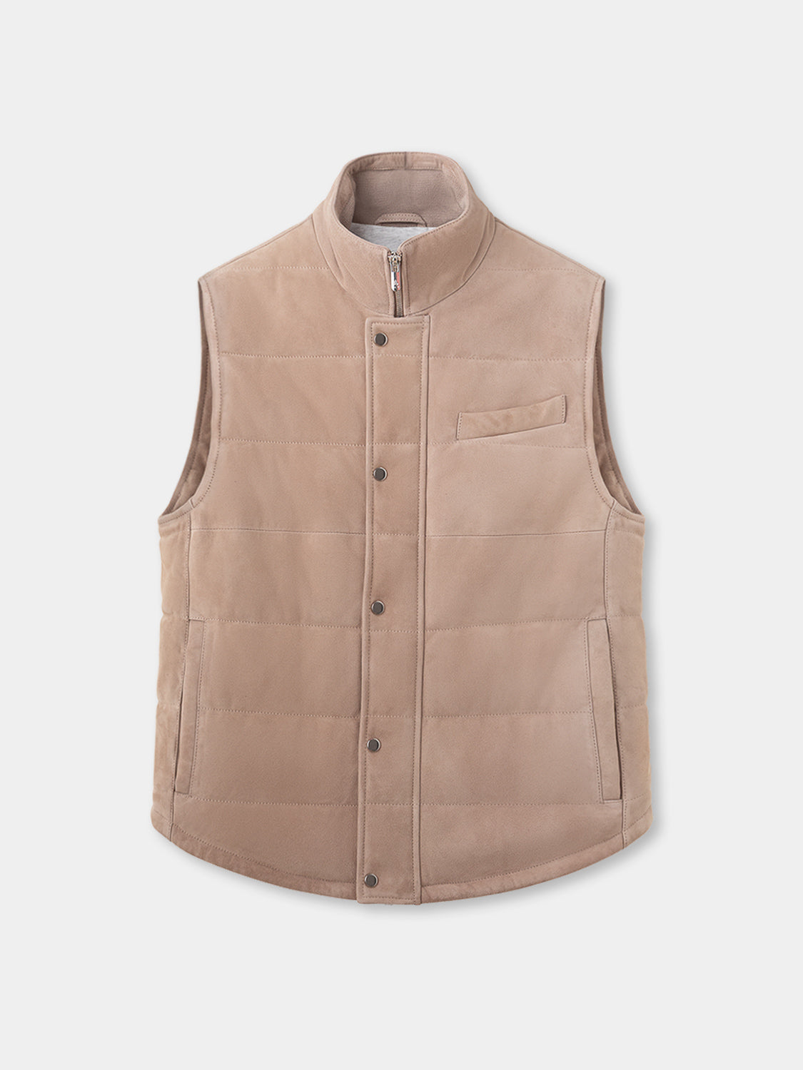 Sleeveless Jacket - Sand Suede Leather