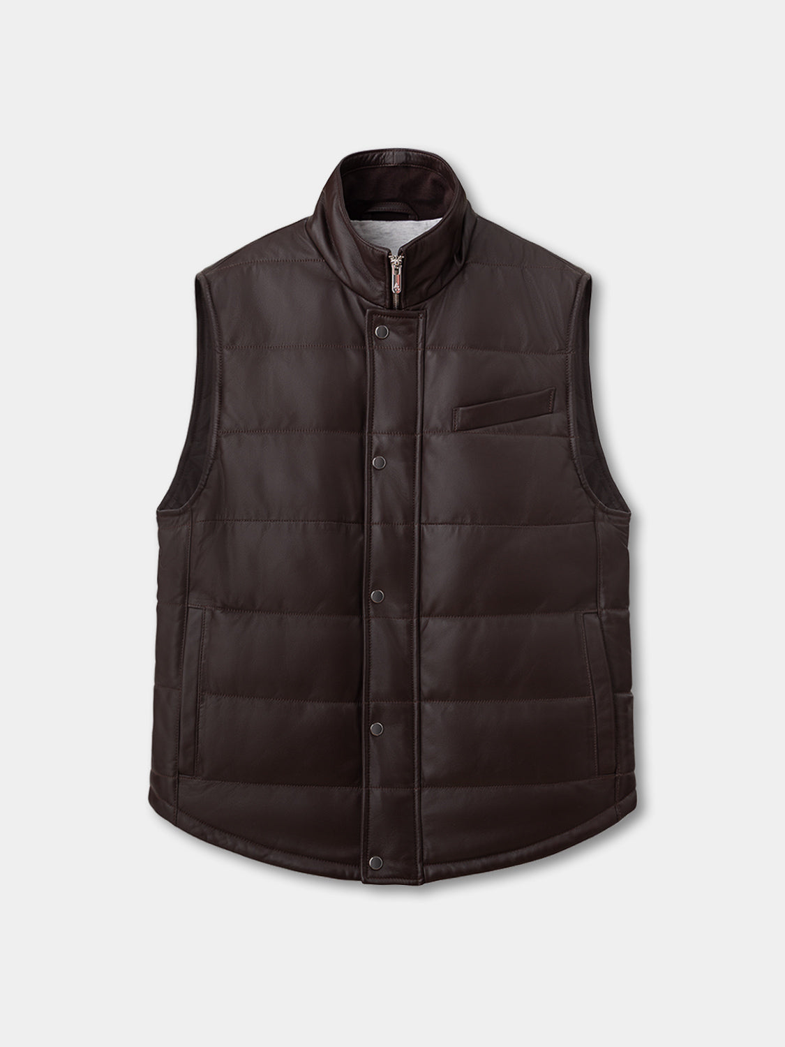 Sleeveless Jacket - Brown Leather