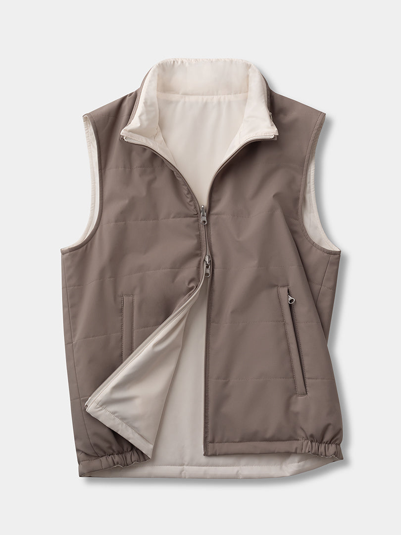 Reversible Sleeveless Jacket - Taupe