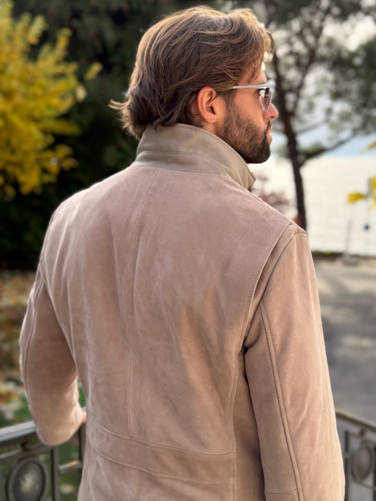 Speedster Jacket in Suede Leather - Grège