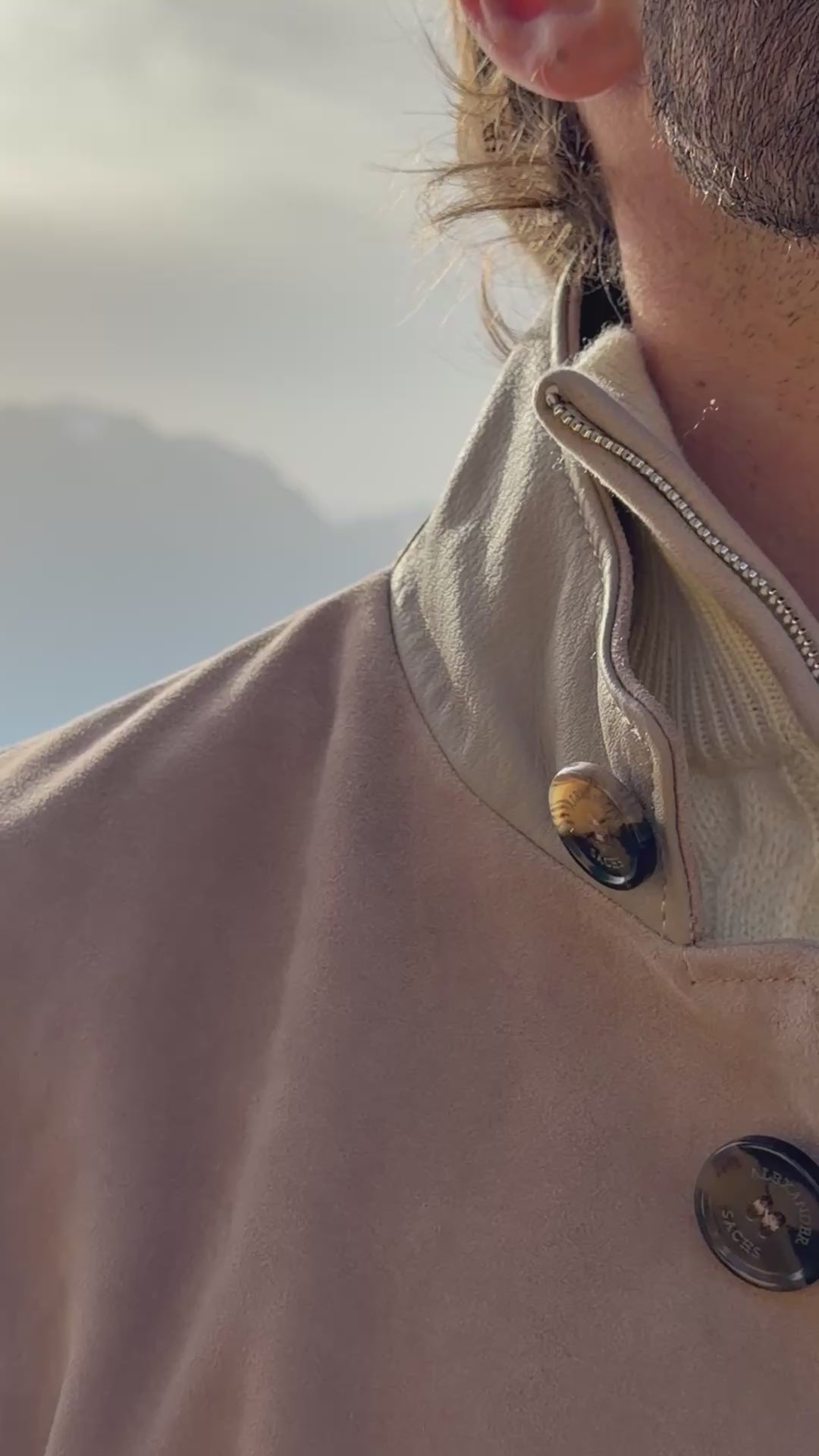 Speedster Jacket in Suede Leather - Grège