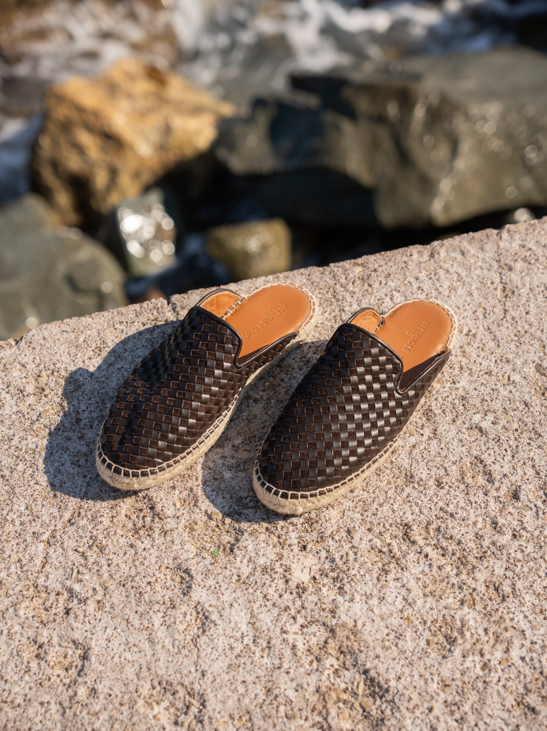Open Heel Braided - Brown Leather