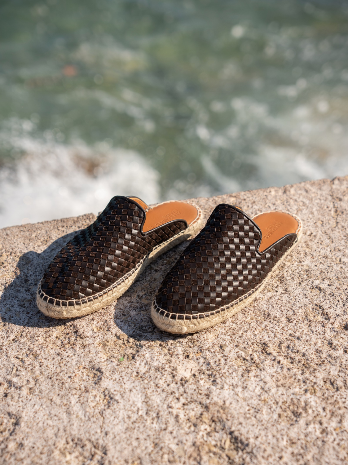 Open Heel Braided - Brown Leather