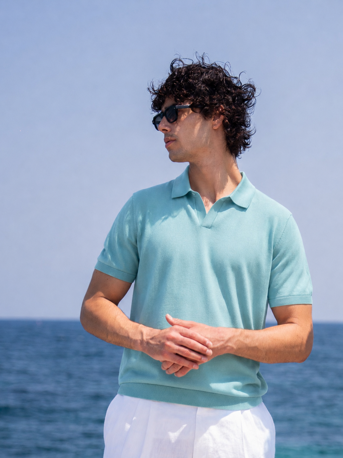Buttonless Polo - Turquoise