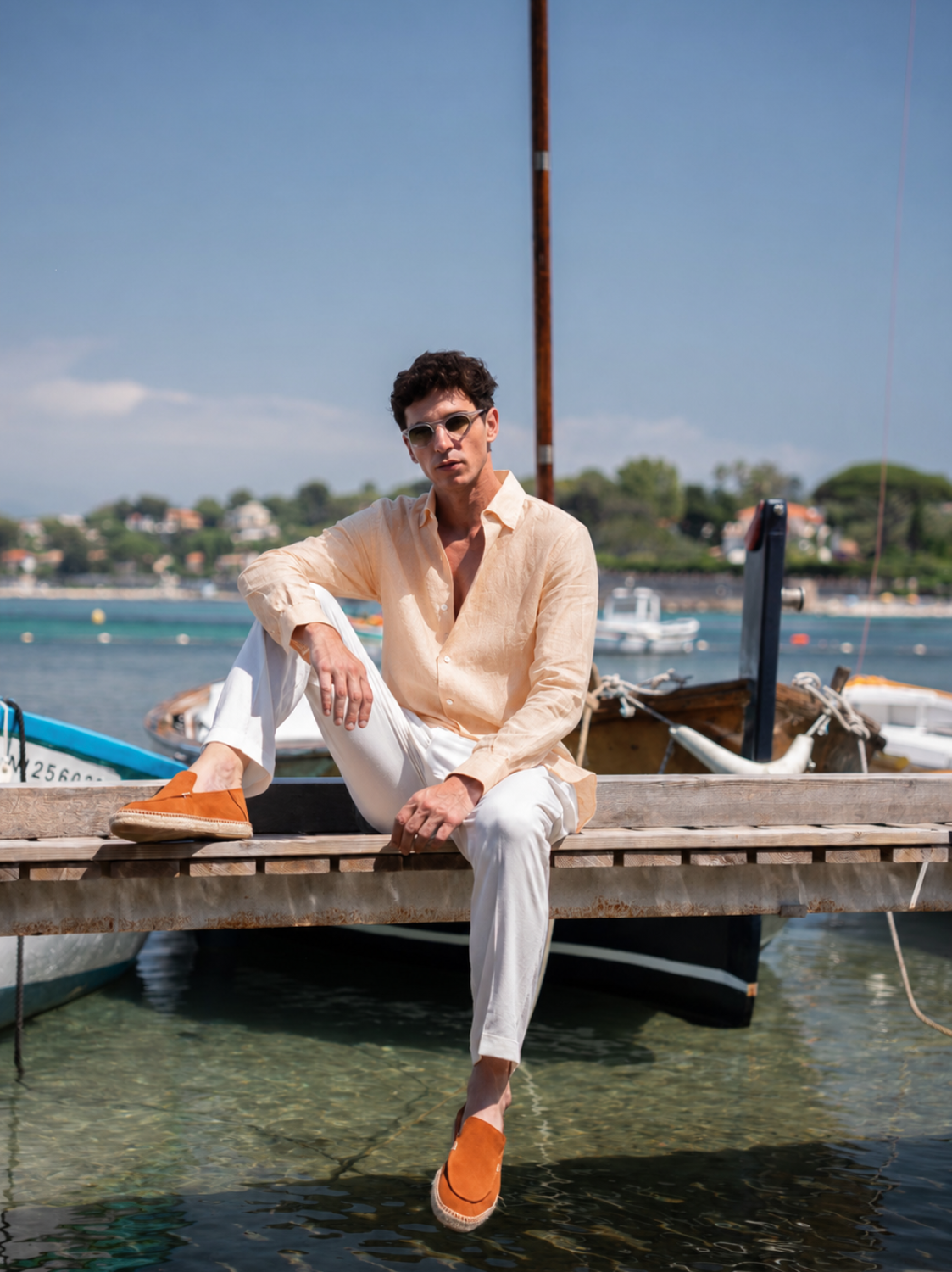 Cairo Handmade Shirt - Peach Linen