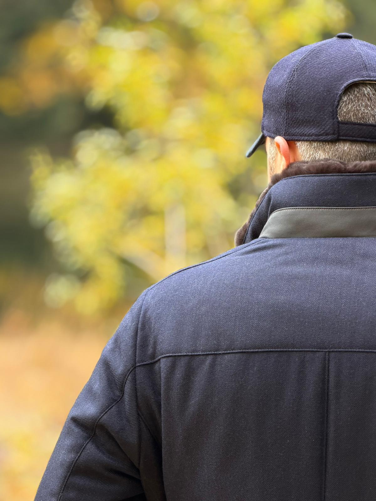 Field Jacket with Fur Collar - Navy