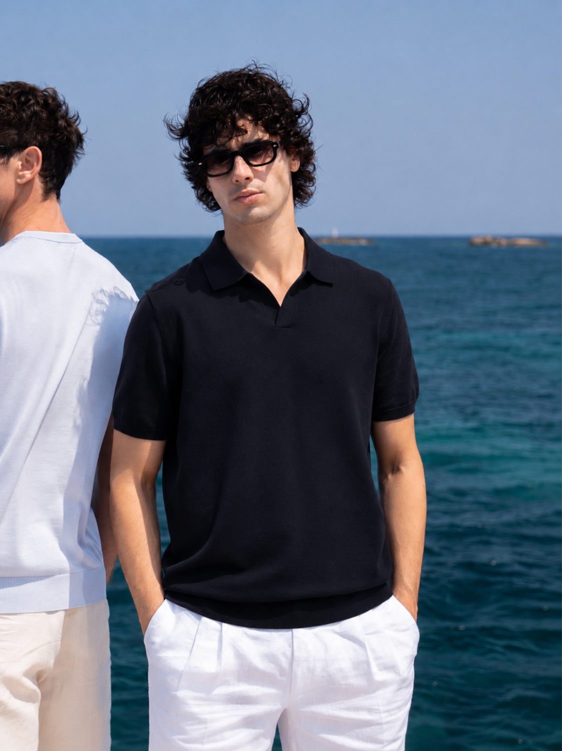 Buttonless Polo - Navy