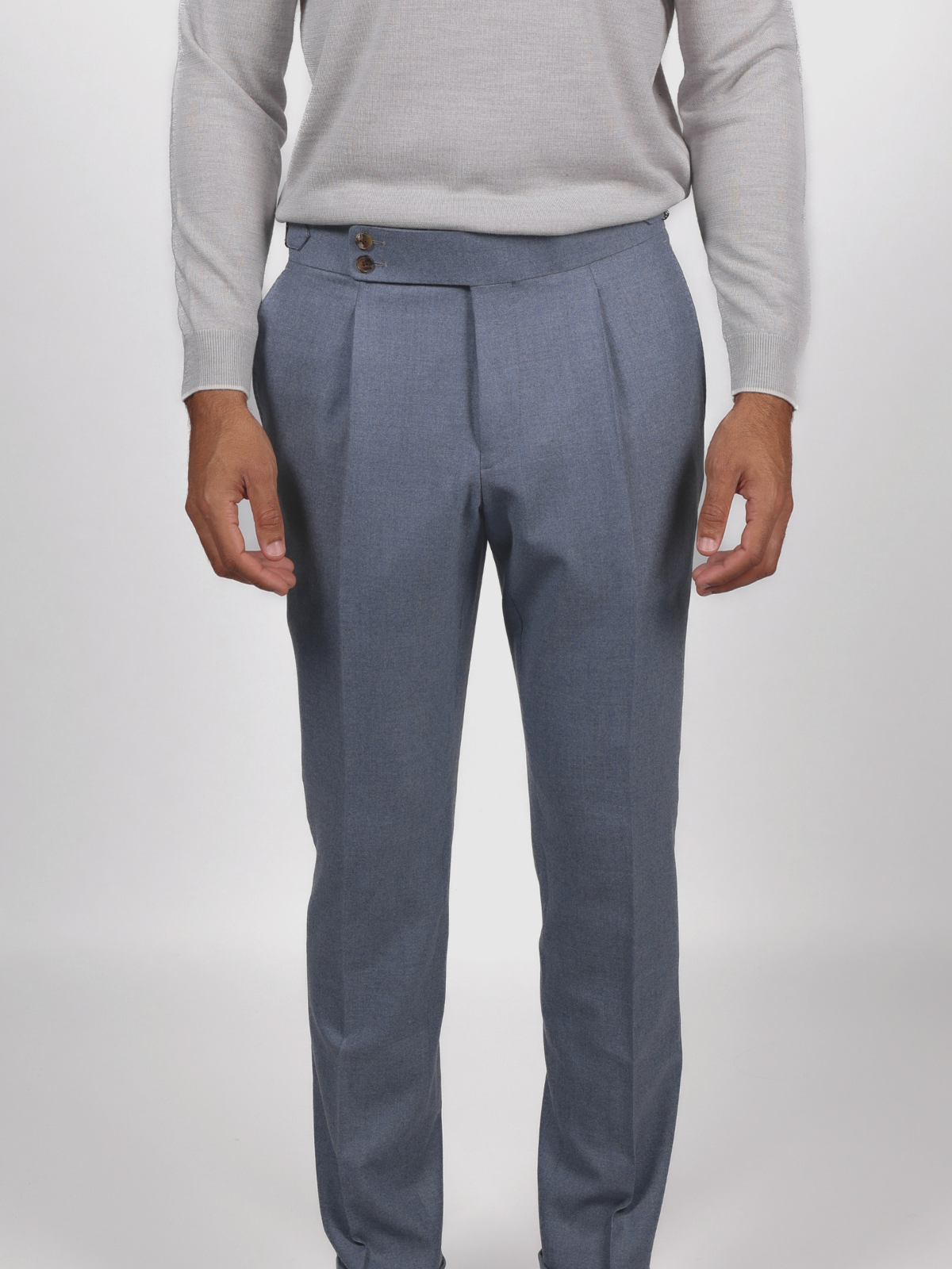 High Waist Trousers Flanella - Steel Blue