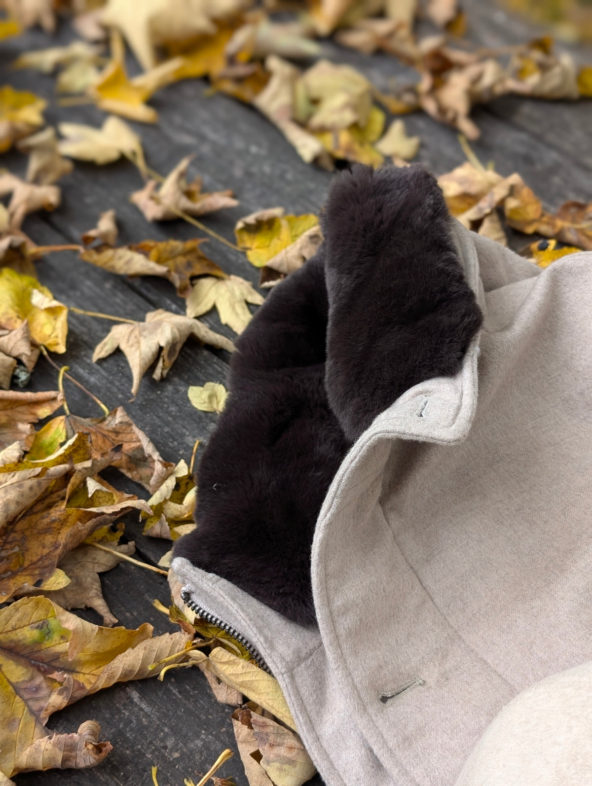 Blouson with Fur Collar - Sand