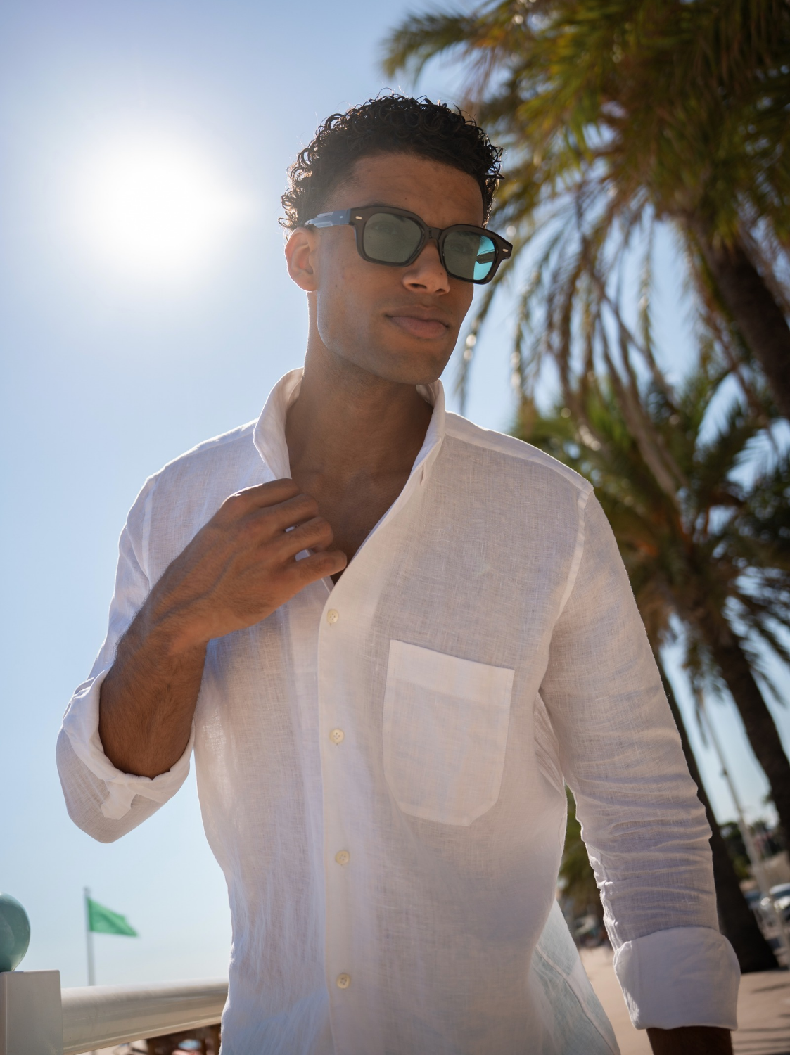 Hidden Button Down Shirt - White Linen