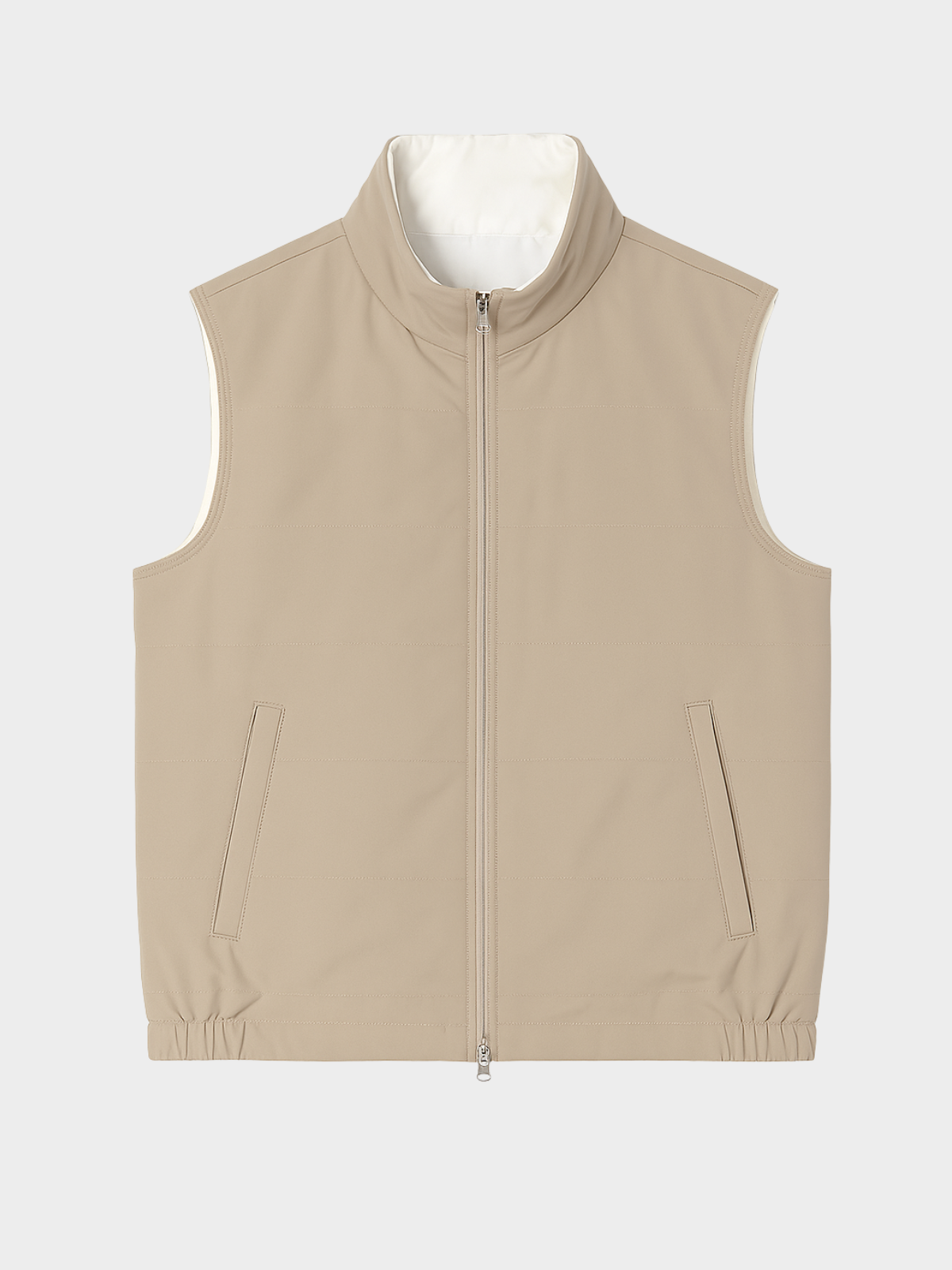 Reversible Sleeveless Jacket - Beige & White