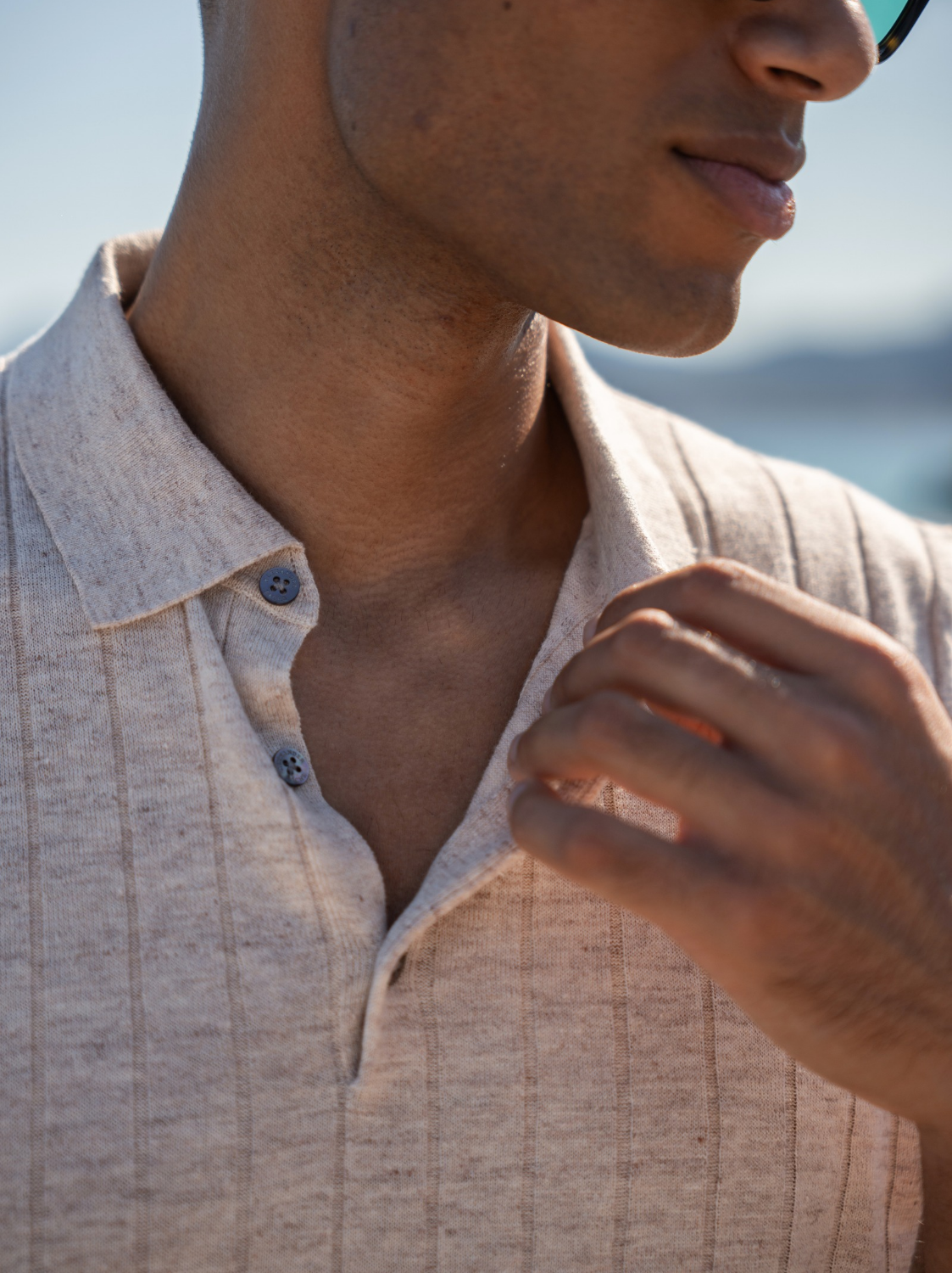 Ribbed Polo - Beige