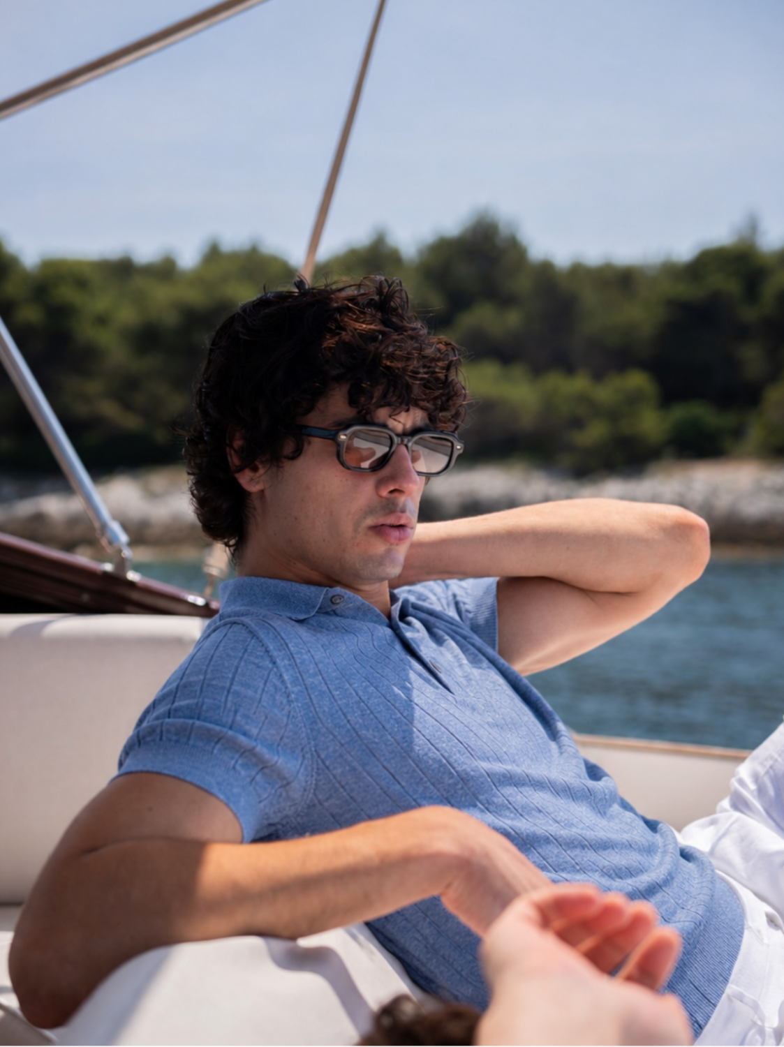 Ribbed Polo - Blue