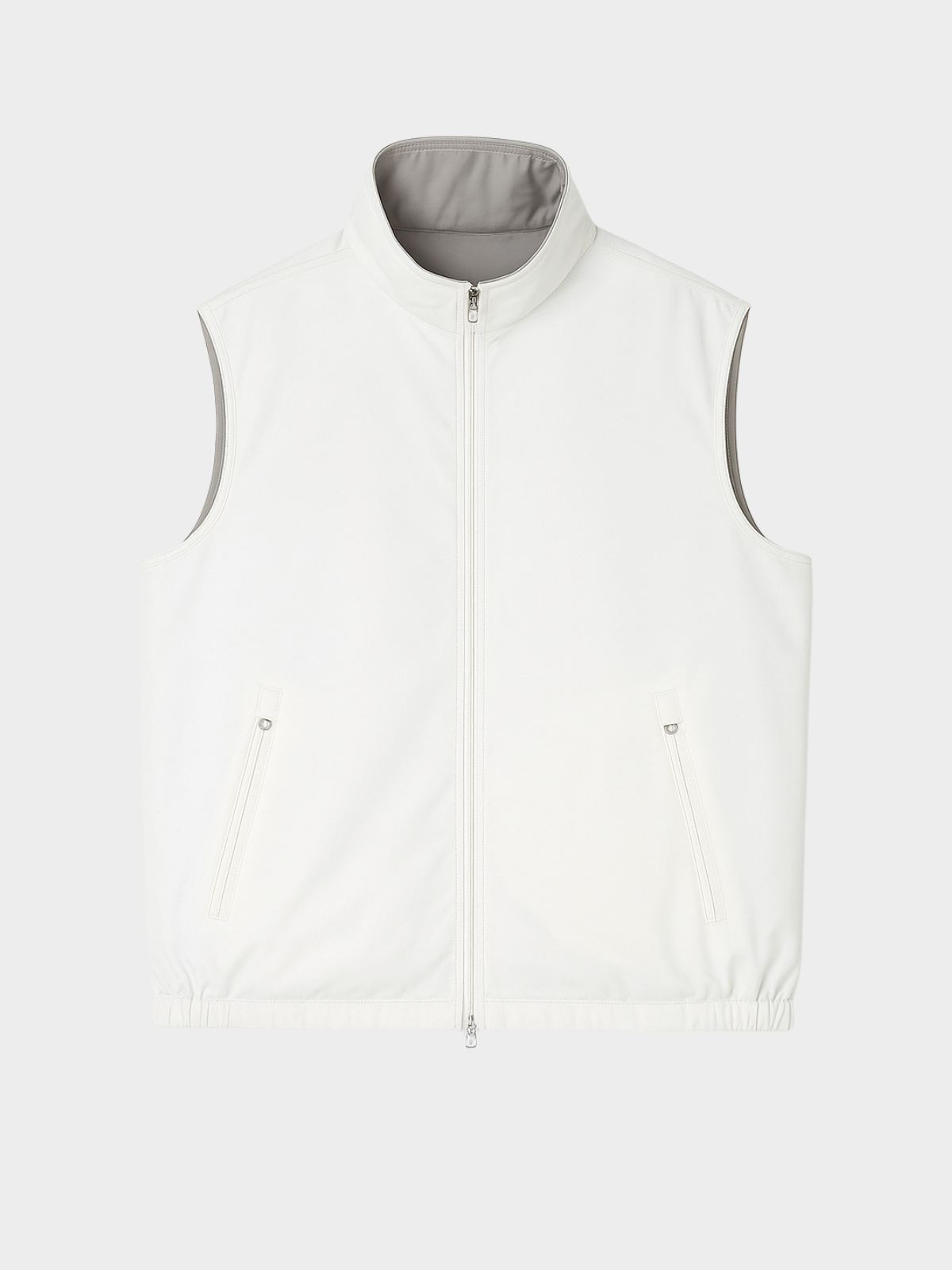 Reversible Sleeveless Jacket - Taupe & White