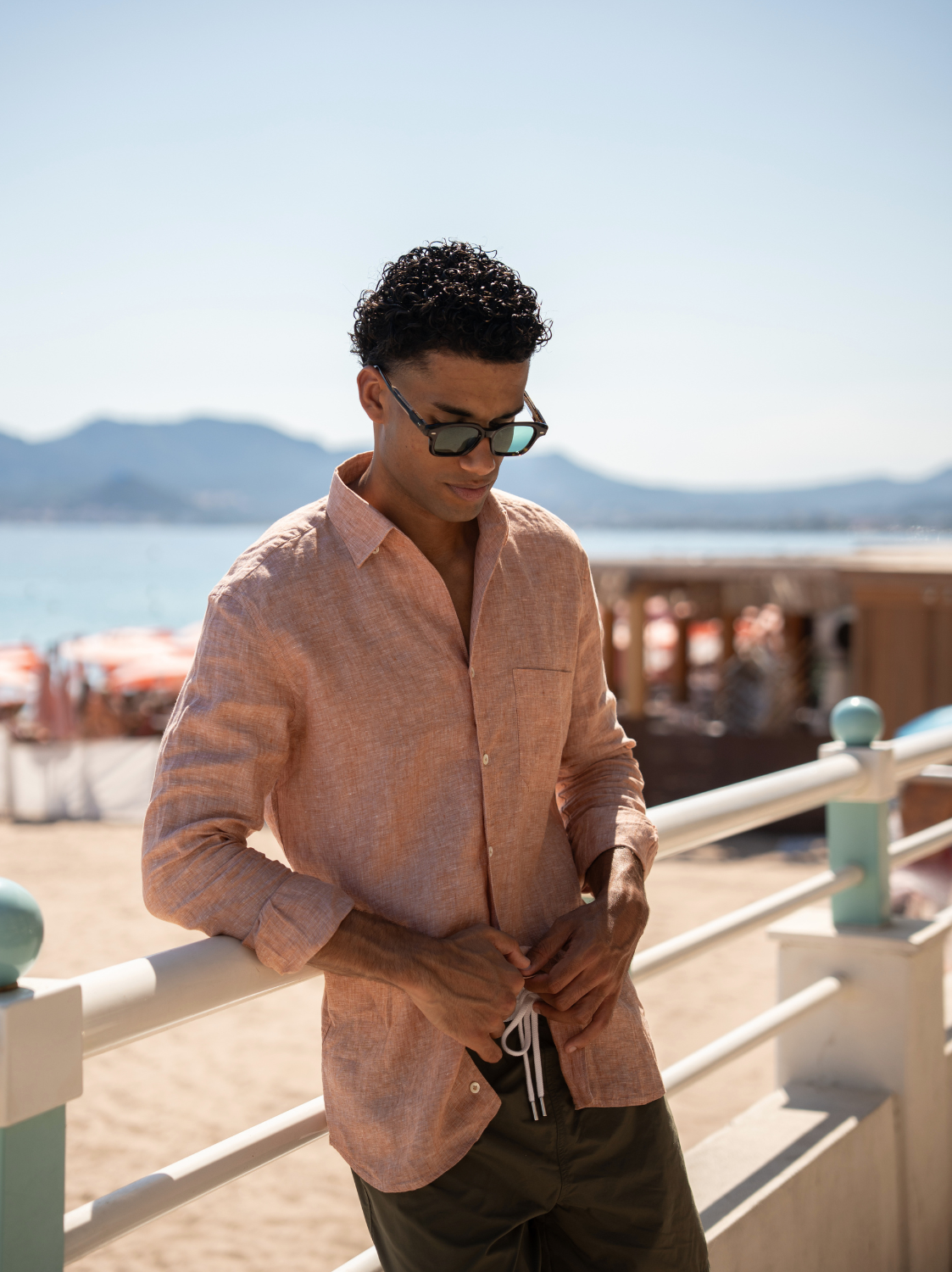 Hidden Button Down Shirt - Safran Linen