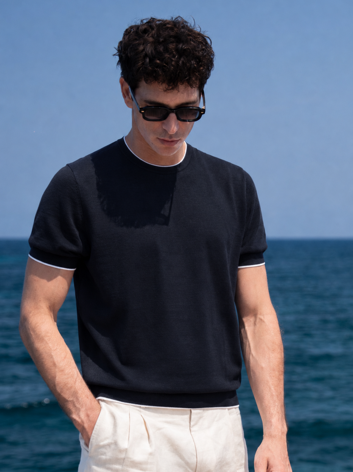 Ringer T-shirt - Navy