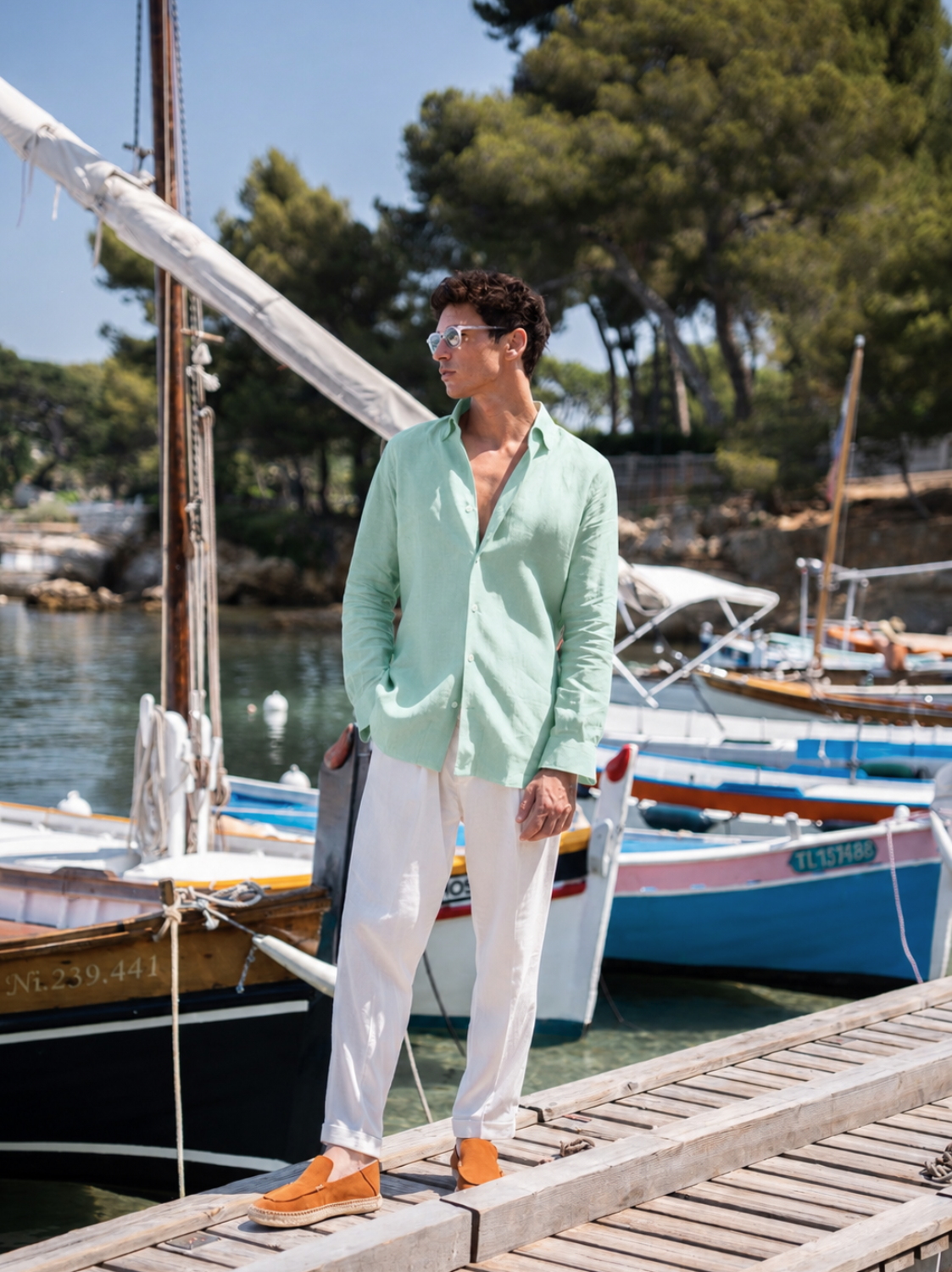 Cairo Handmade Shirt - Sage Green Frescolino