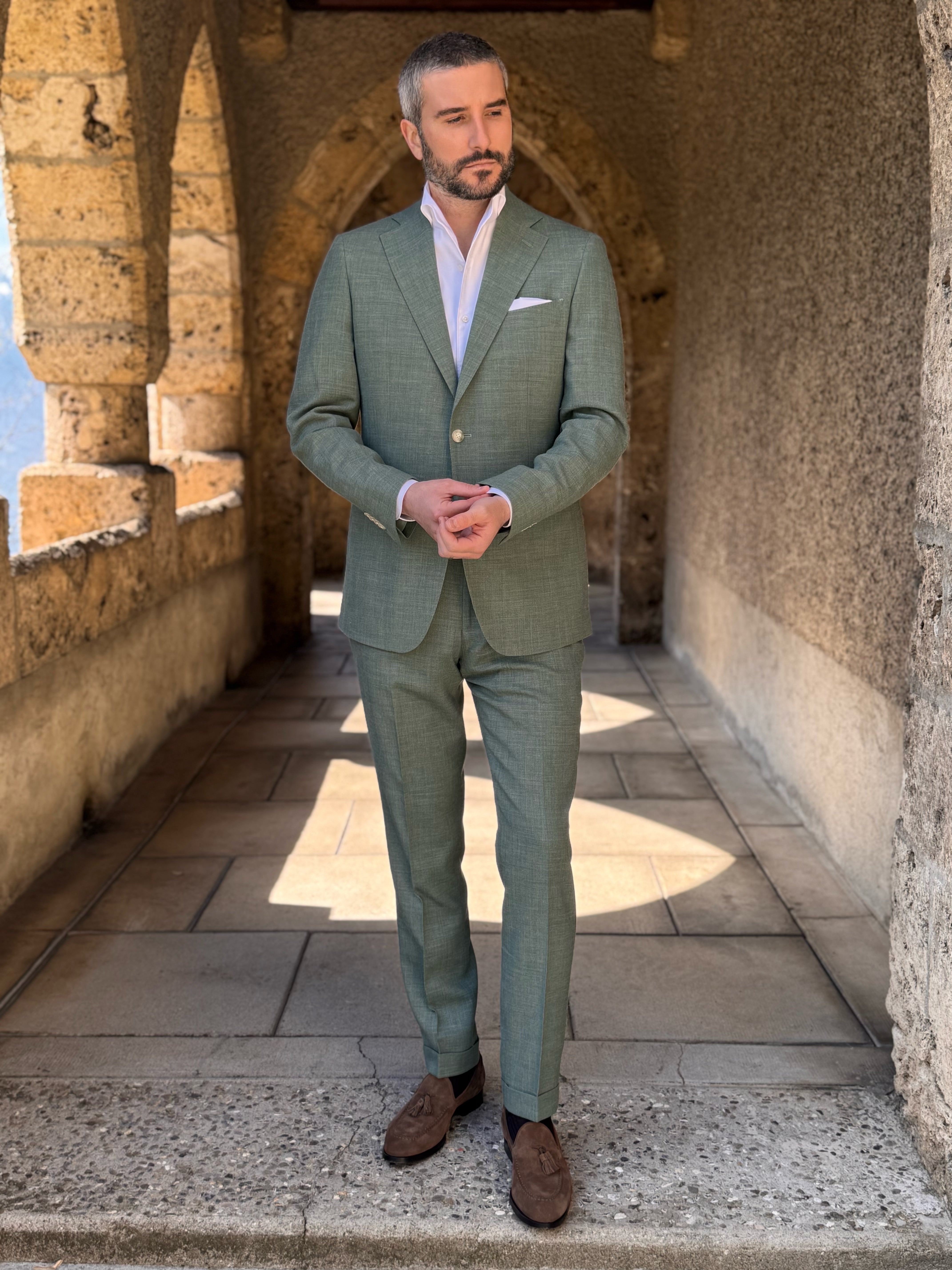 Suit Linen Blend - Sage Green