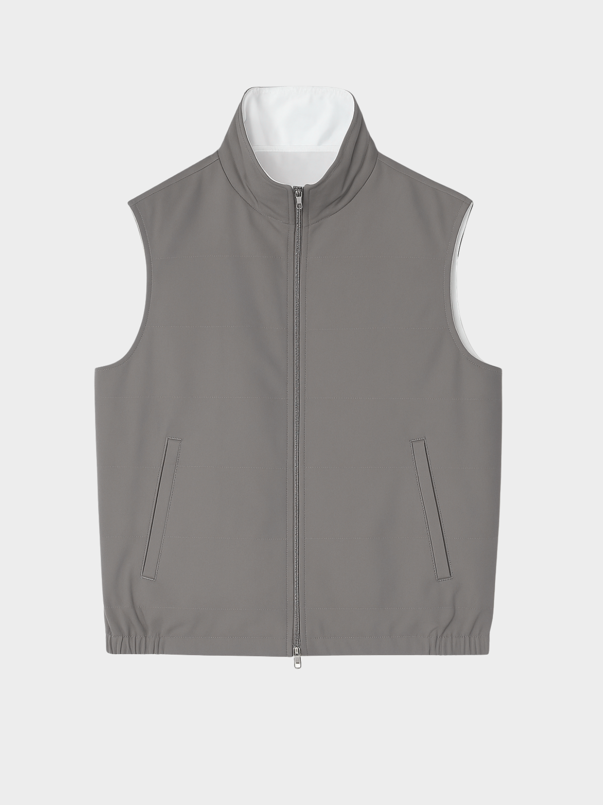 Reversible Sleeveless Jacket - Taupe & White