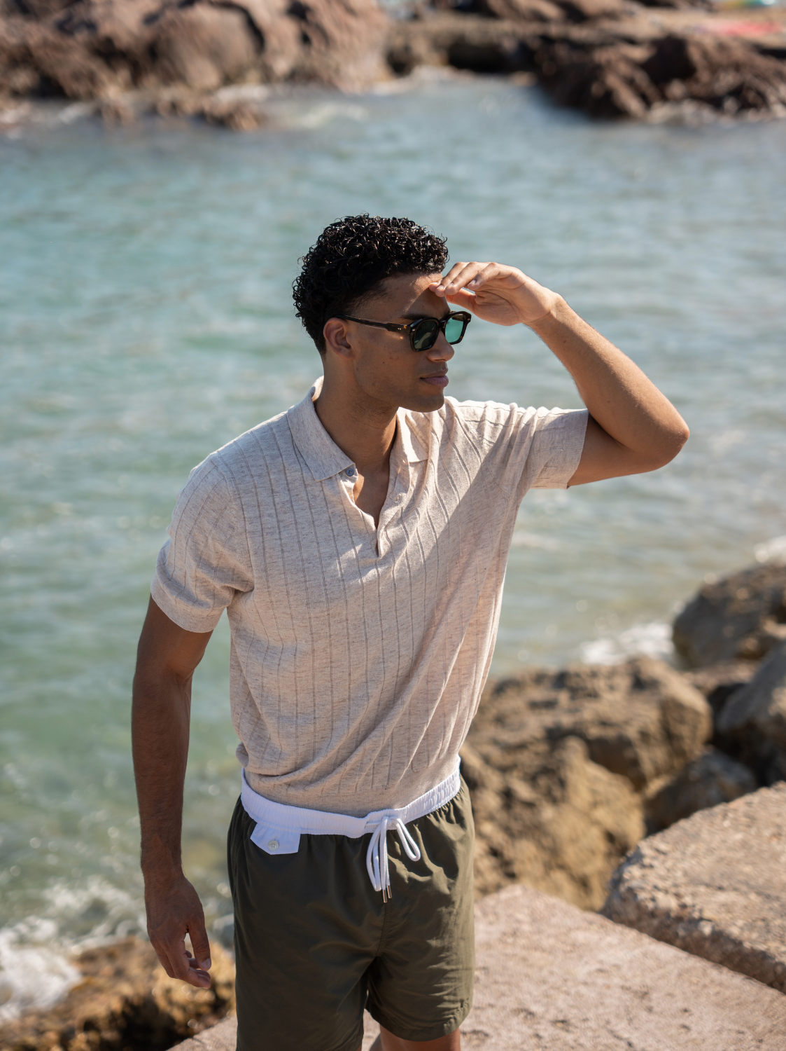 Ribbed Polo - Beige