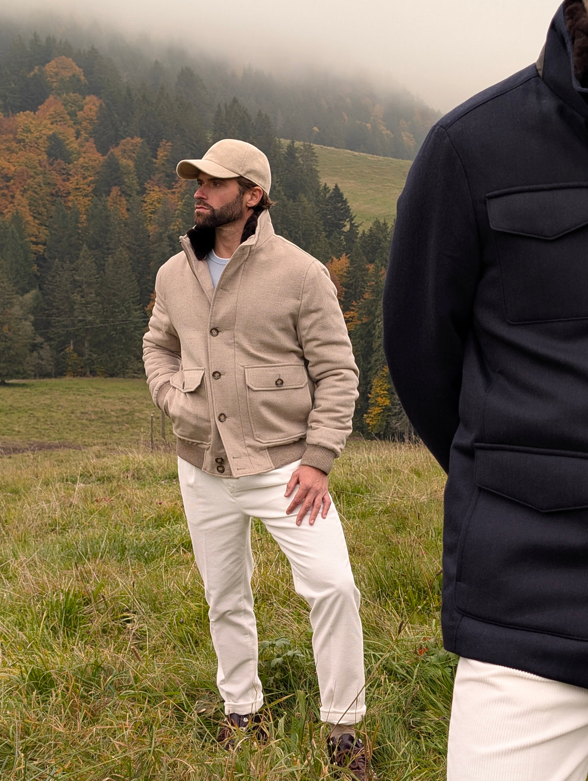 Blouson with Fur Collar - Sand