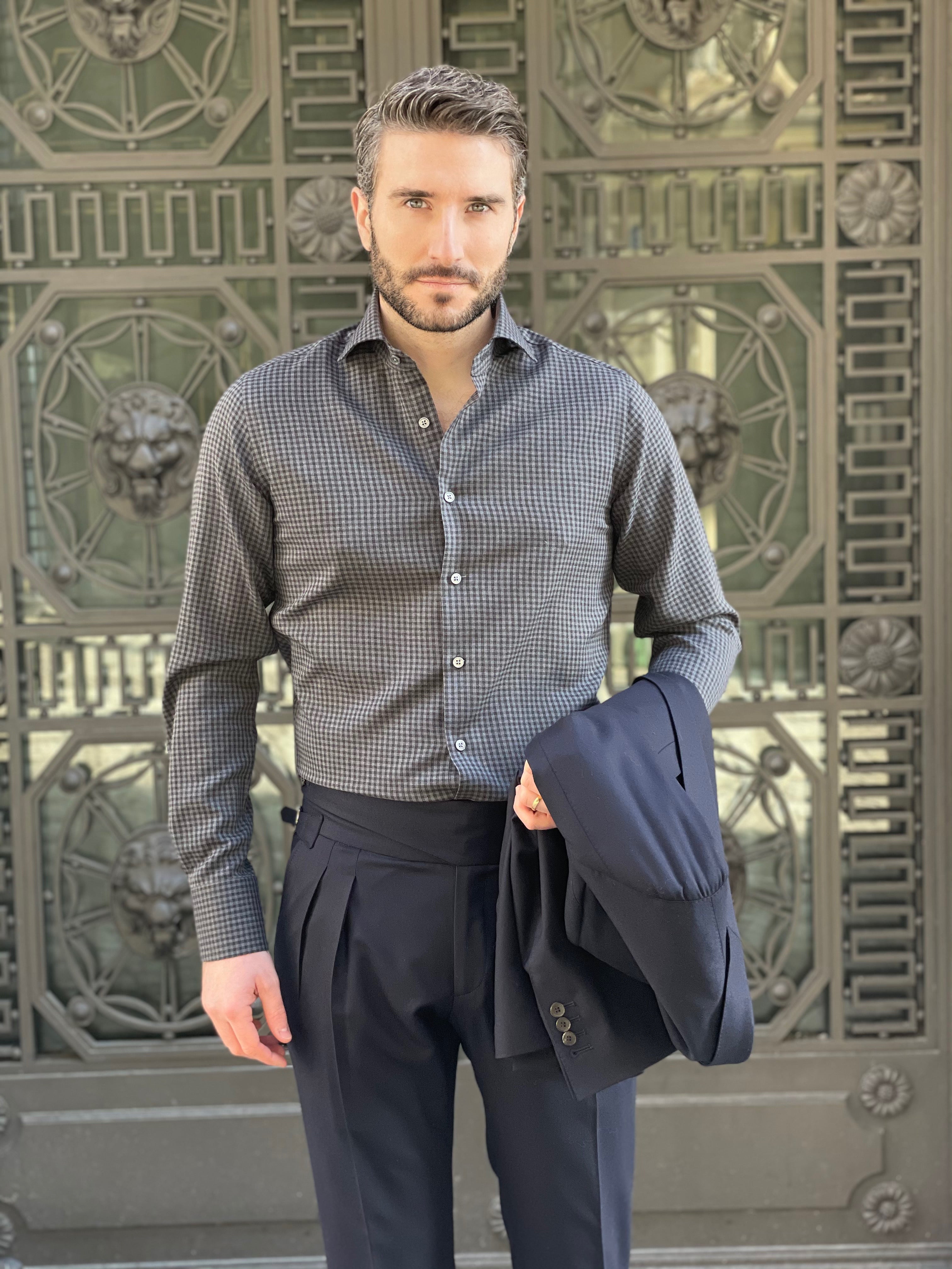SHIRT FLANELLA - DARK GREY TILES